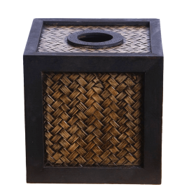 Zásobník na ubrousky ze dřeva a ratanu - KOSTKA